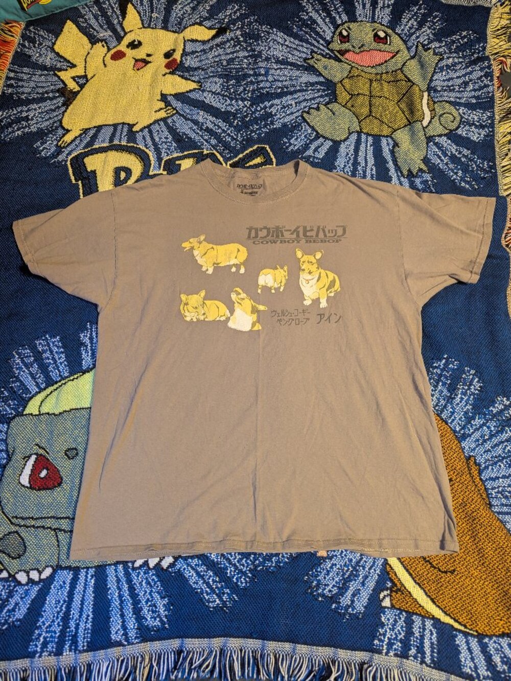 Cowboy Bebop Corgi Dog Brown T-Shirt.  In good condition, size XL.